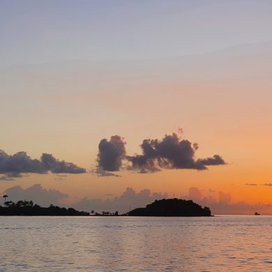 Sonnenuntergang über Anse Matin